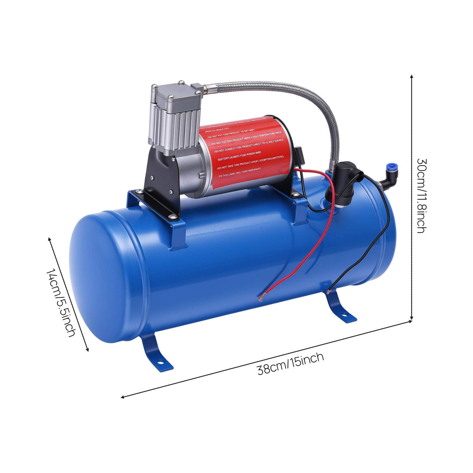 Compresseur d'air électrique silencieux 12 V 150 PSI Capacité du réservoir 6 litres Gonfleur de pneu Pompe à pneus pour voiture, bateau, vélo