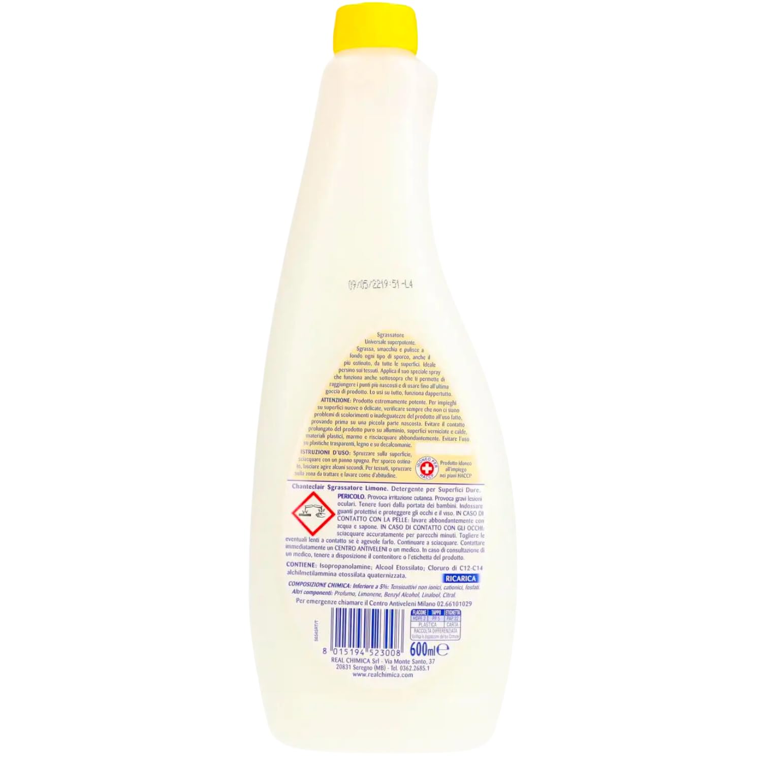 Ricarica Sgrassatore Universale al Profumo di Limone – 600 ml – Pulizia Efficace e Freschezza Agrumata – Variazioni 4/8/12 Pezzi (12)