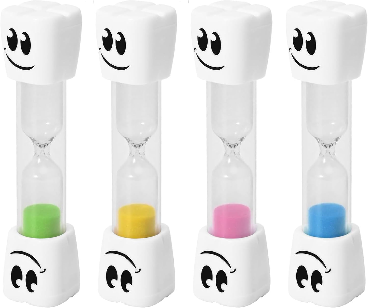 2 Minute Toothbrush Sand Timer for Kids - Set of 2 Small Blue and Pink Smiley Hourglass