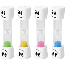 2 Minute Toothbrush Sand Timer for Kids -Set of 4 Small Blue, Pink, Yellow and Green Smiley HourGlass