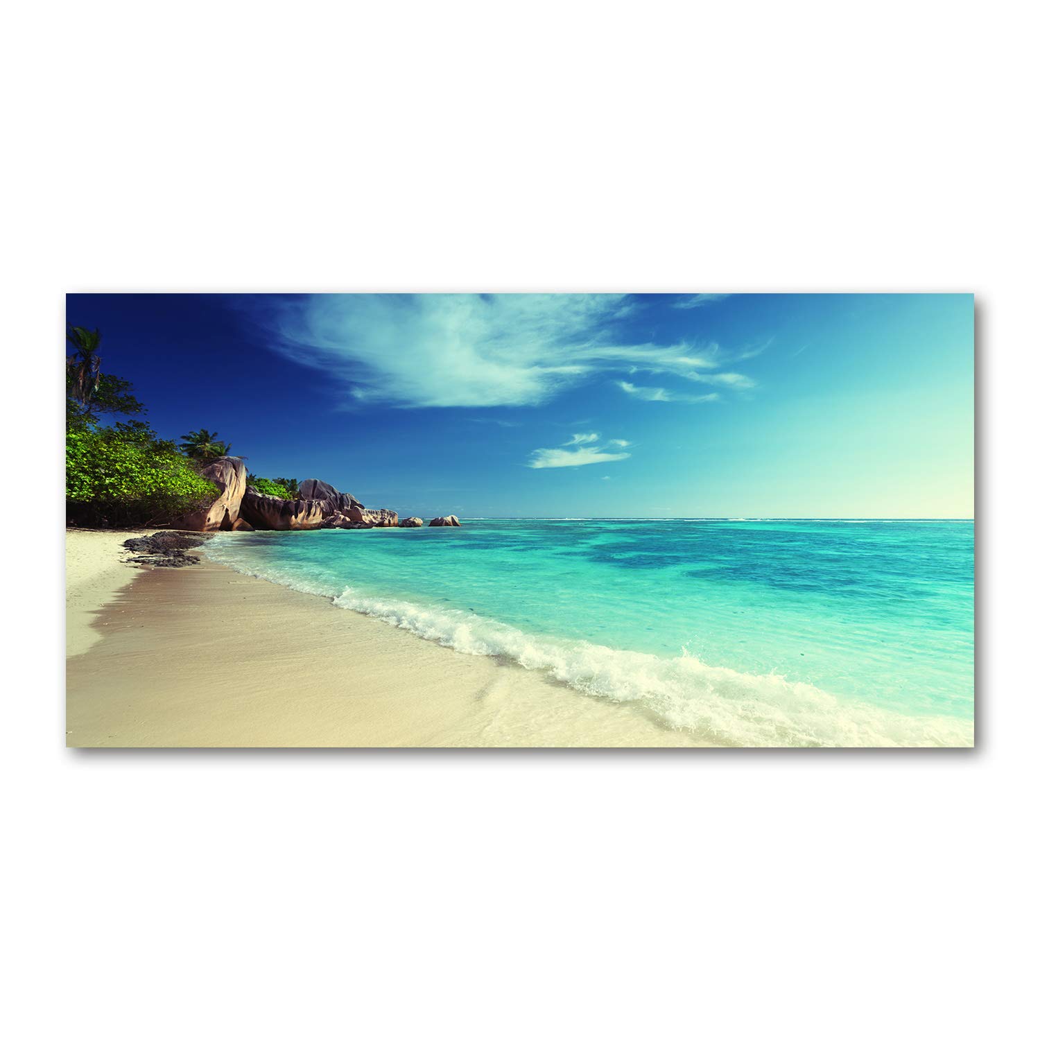 Tableau Sur Toile Tulup 100x50 Cm - Plage Des Seychelles | Impression Paysage Moderne, Multicolore