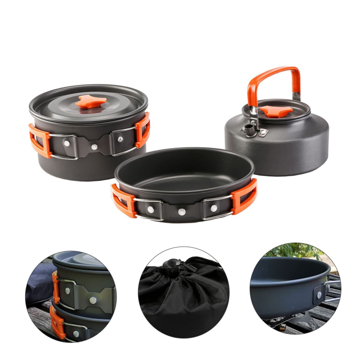 HEMOTON Ensemble Cuisine de Camping Ustensiles Cuisine de Camping en Alliage D'aluminium Léger Performance Fiable pour 2-3 Personnes