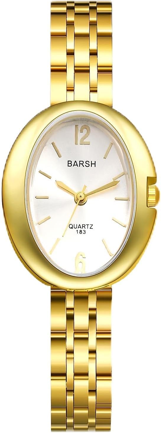 Avaner Women's Bracelet Wrist Watches: Ladies Vintage Gold Silver Stainless Steel Band Retro Oval Analog Quartz Watch