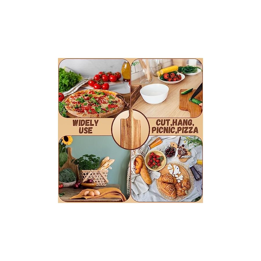 Tanlade 12 Pcs Wood Cutting Board Set Cutting Board with Handle Chopping Serving Board Butcher Cutting Block for Valentines Mother's Day Wedding Housewarming Gift, 16'' x 10'', 16'' x 5''(Acacia)