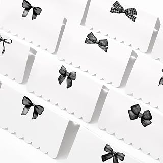 Whaline 80 Pcs Black Bow Place Cards 2 x 3.5 Inch Watercolor Bowknot Tented Name Cards Scalloped Blank Seat Assignment Labels for Party Table Setting Supplies, 8 Designs