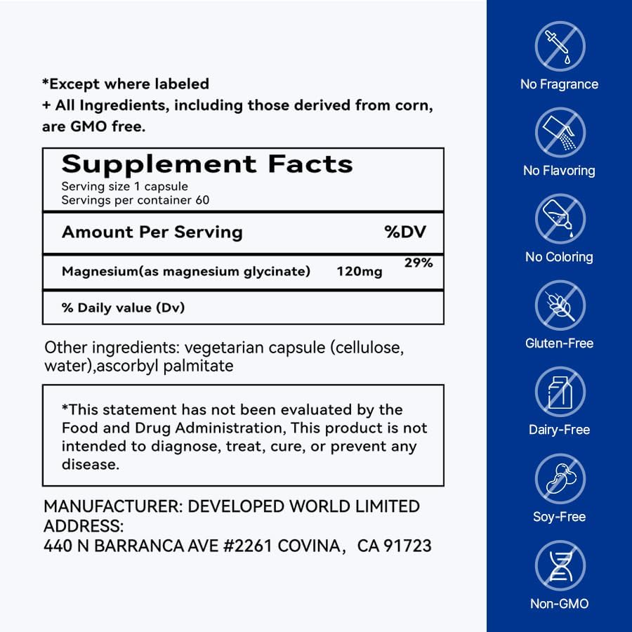 Miniatura 8 de Polvo de glicinato de magnesio, sueño, músculo, corazón y nervio, apoyo tranquilo y sueño para adultos, fácil de absorber, vegano, sin azúcar