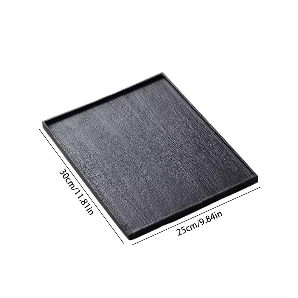 Bandejas Servir Comida Bandeja De Té Cuadrada Negra Madera Maciza Retro, For El Hogar, Mesa Seca For Sala Estar Mesa Cama