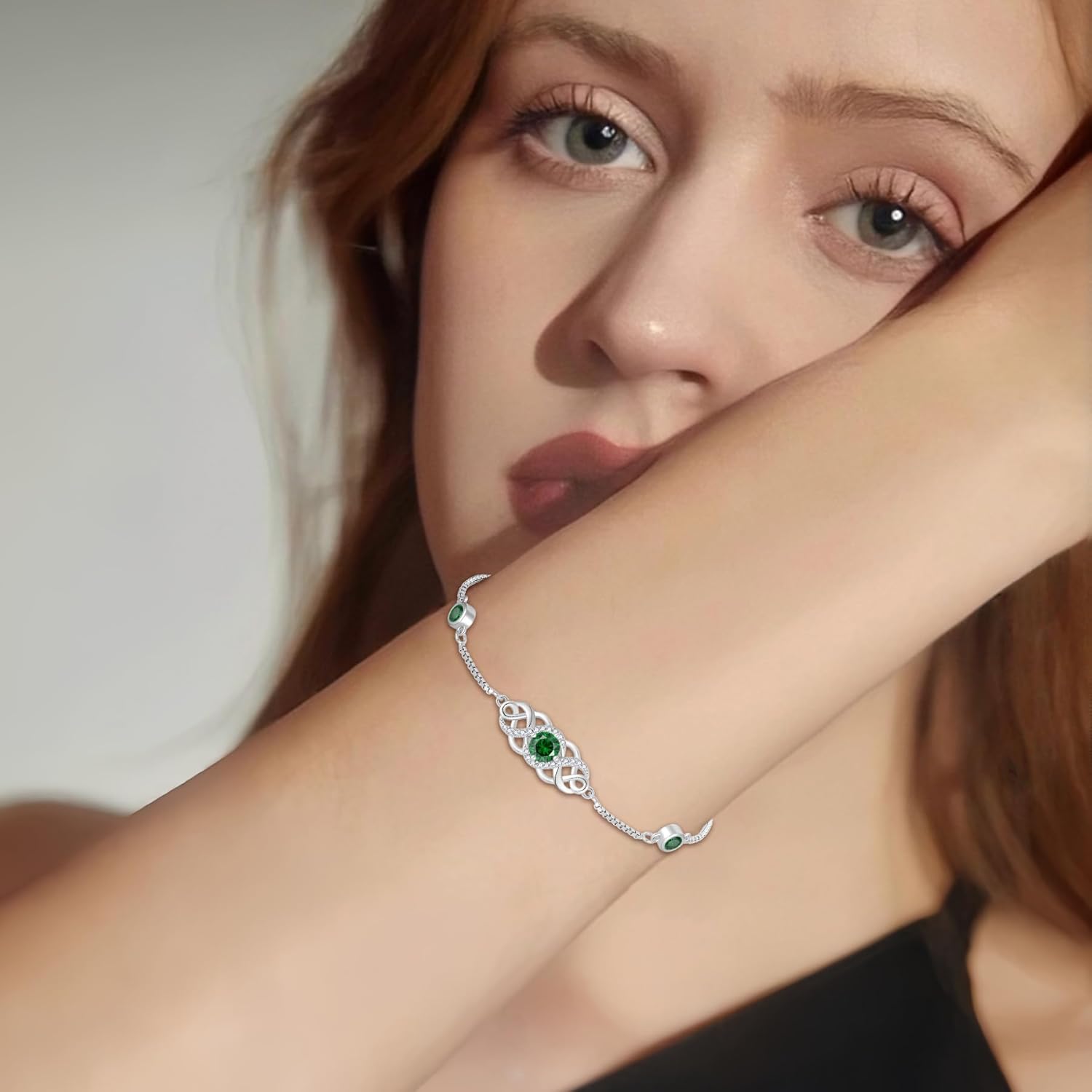 Infinity Celtic Knot Bracelet 925 Sterling Silver Birthstone Bracelet Irish Jewelry for Women - Image 2