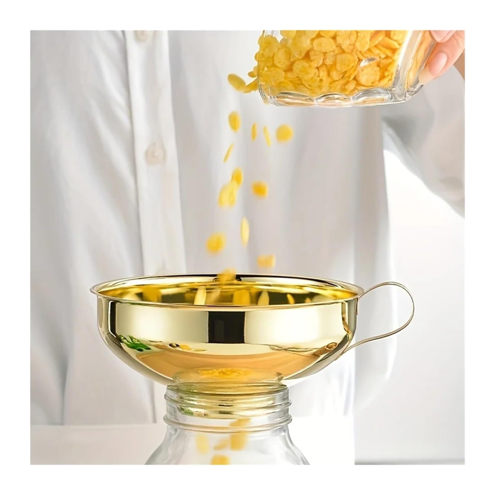 Imbuto a Bocca Larga Placcato in Oro in Acciaio Inossidabile for marmellata, Salsa di Insalata e Scarico 'Olio Design Ispessito Grosso Calibro