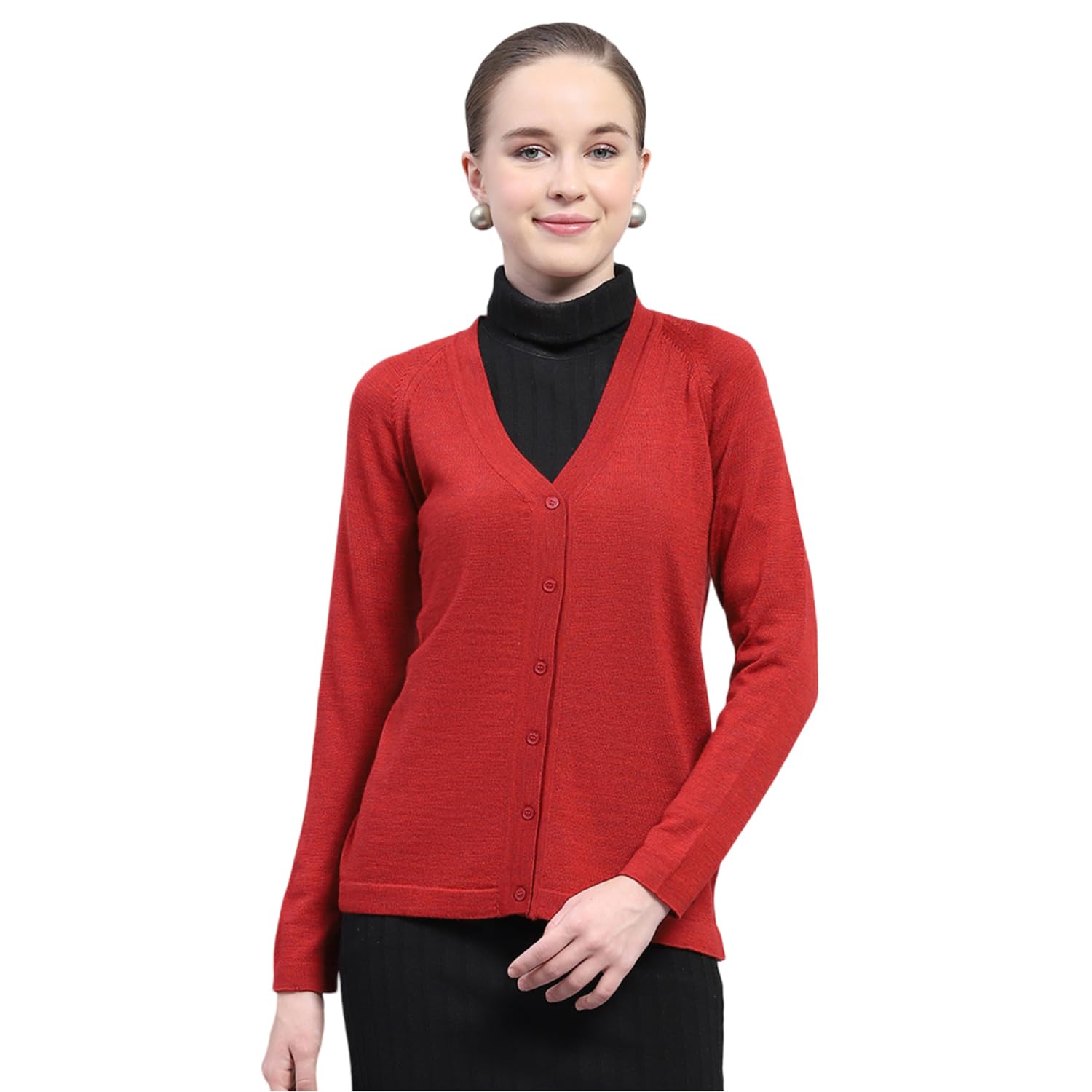 monte carlo Womens Solid Navy Blue V Neck Full Sleeve Cardigan |Solid Pattern with Button Closure | Full Sleeve Cardigan for Women's-picture-29