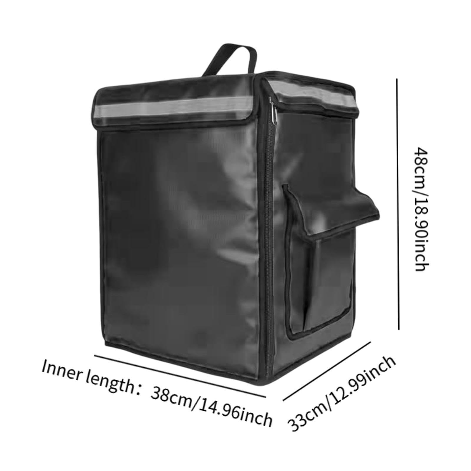Bolsa Isotérmica para Reparto de Comida, Bolsa para Cajas de Pizza, Mochila para Comidas Calientes, Materiales Impermeables de Oxford Y Aluminio, Negro, Individual