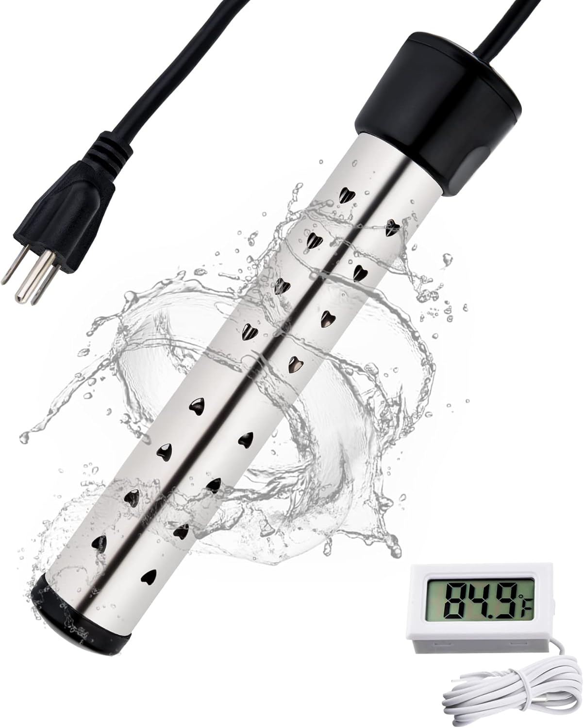 1500W Portable Water Heater for Pool, Immersion Water Heater, Bucket