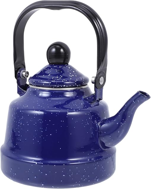 1. 1L Vintage Enamel Teapot Kettle: Stainless Steel Stove Top Tea Kettle Dot Coffee Kettle Flat Bottom Kettle Warmer Teakettle for Stovetop