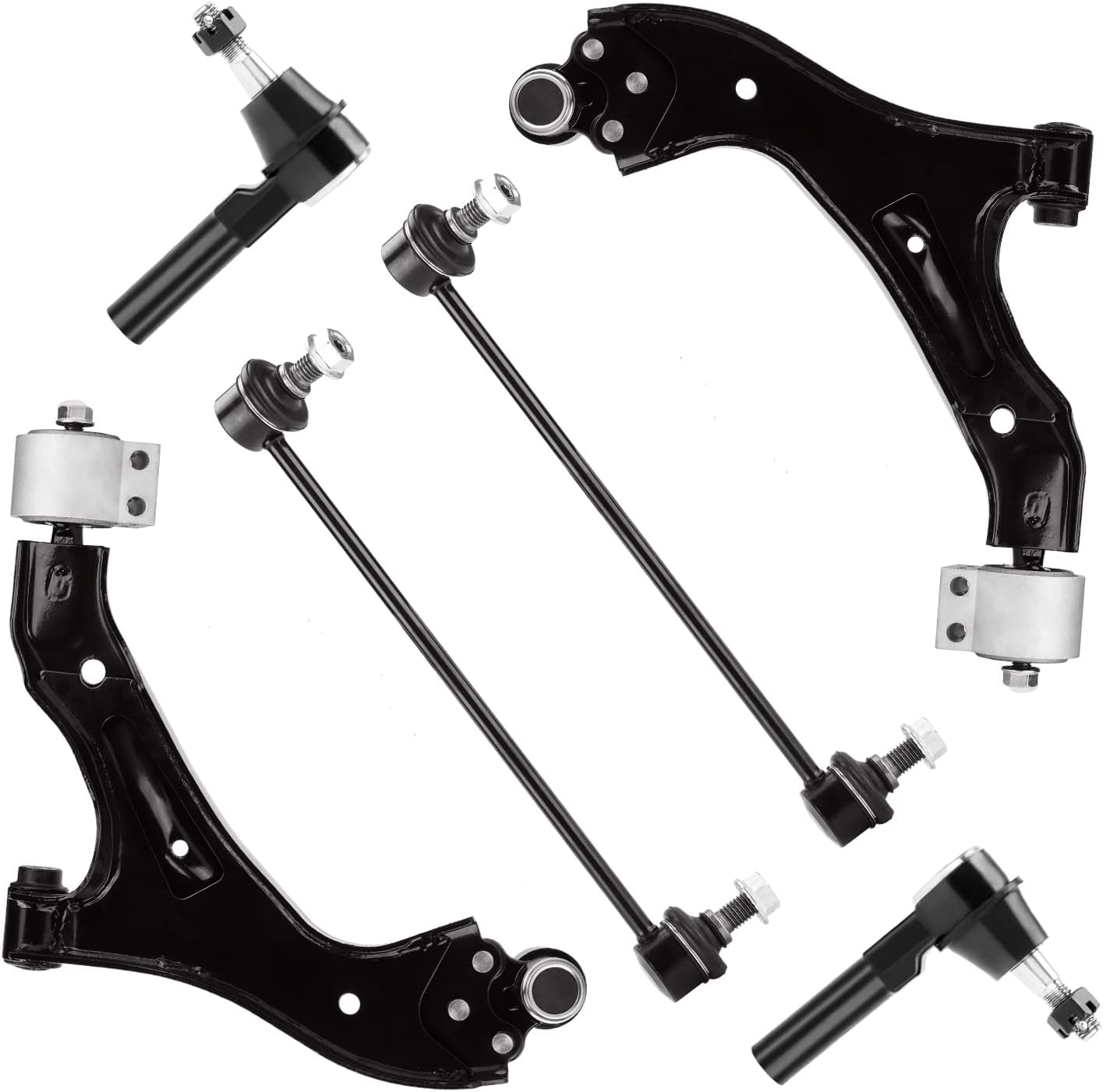 Front Lower Control Arms w/Ball Joint Outer Tie Rods Sway Bars Suspension Kit Fit for Chevy Equinox 2005-2009 Pontiac Torrent(3.4L) 2006-2009 Saturn Vue 2002-2007 K621129 K621136-6pcs
