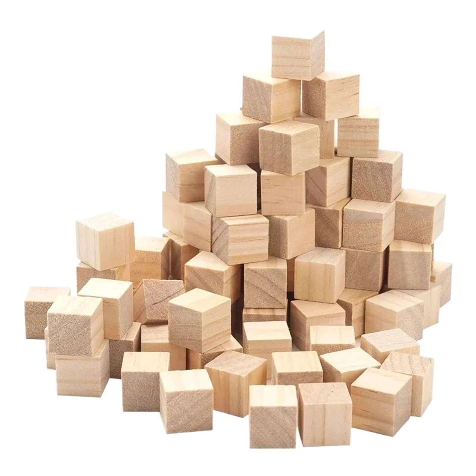 LSNNMU 200 Pcs 2cm Wooden Blocks, Unfinished Natural Solid Wood Cube Block for DIY Project Craft Making Painting Home Decor for Crafts
