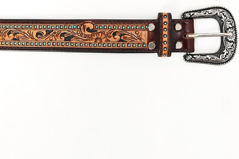 American Darling Beautifully Hand Tooled Tan Genuine Leather Belt Men and Women Western with Removable Buckle