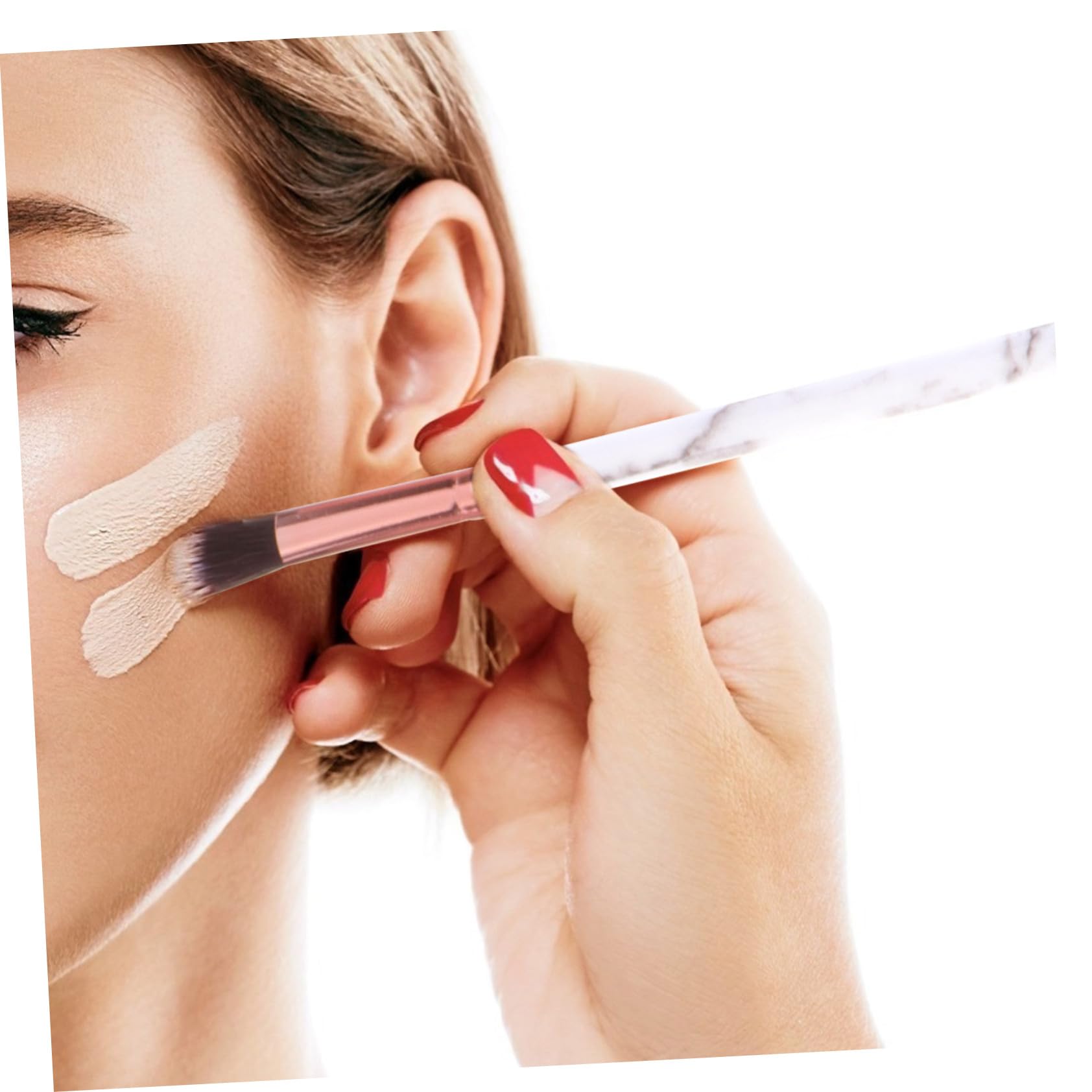 Ipetboom Set Di 45 Pennelli Per Il Trucco Con Manico in Marmo E Setole in Nylon Set Da 6 Pezzi Per Donne Pennelli Per Il Trucco Del Viso Per Uso Quotidiano