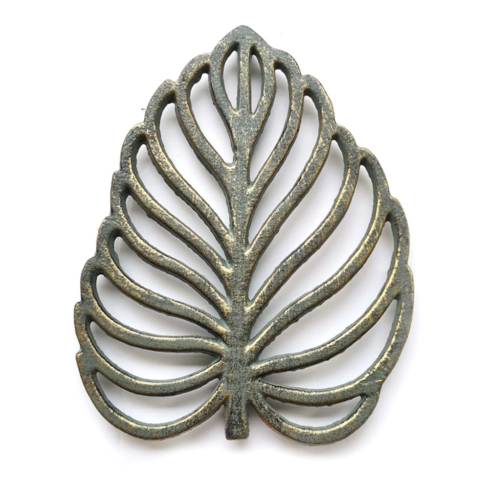 The Bridge Collection Palm Leaf Cast Iron Trivet - Coastal Trivets for Kitchen Hot Dishes, Pots - Kitchen Decor Accessory for Coastal, Tropical Home Decor