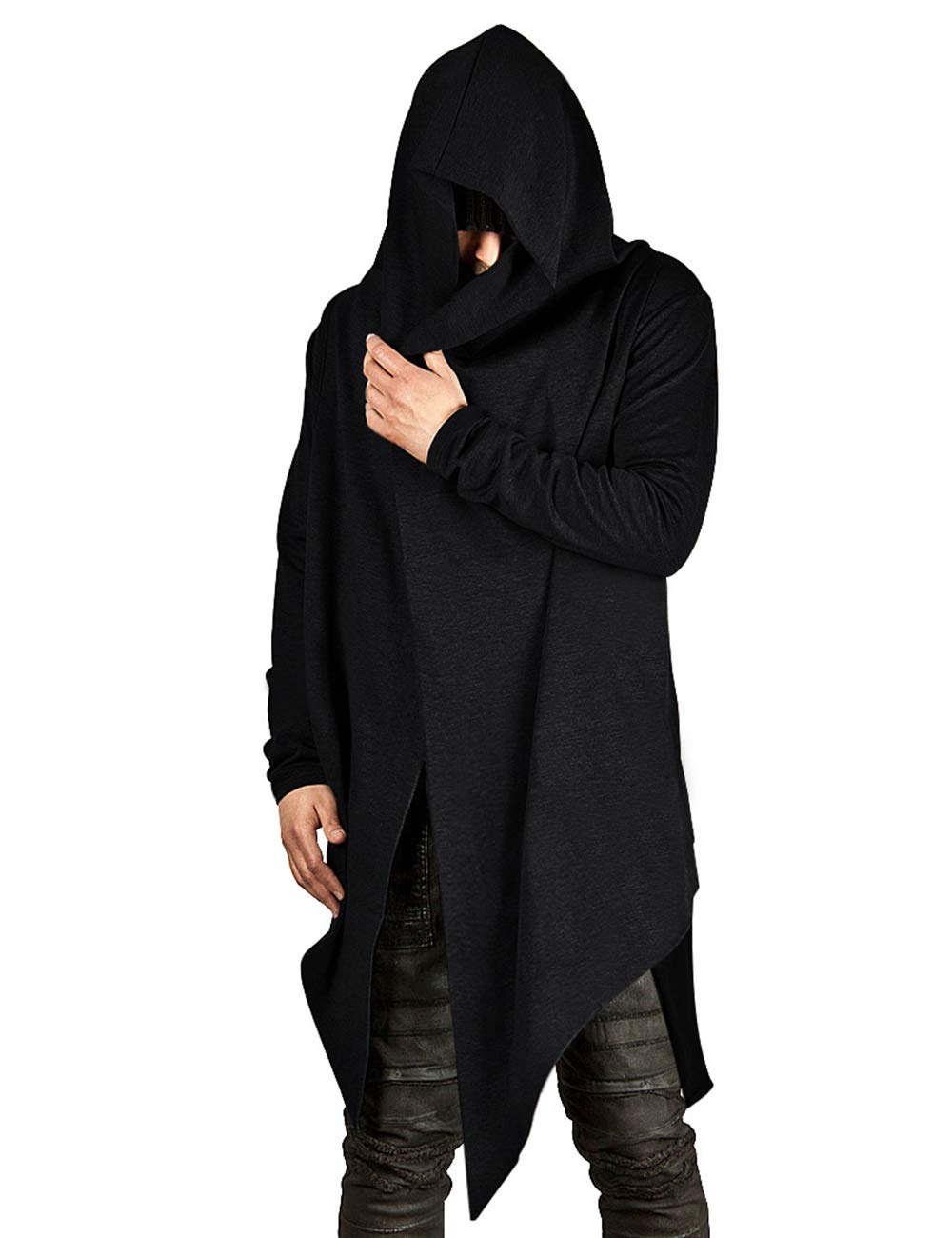 Men Draped Cardigan Long Hooded Sleeveless Cardigan with Pockets-image-26