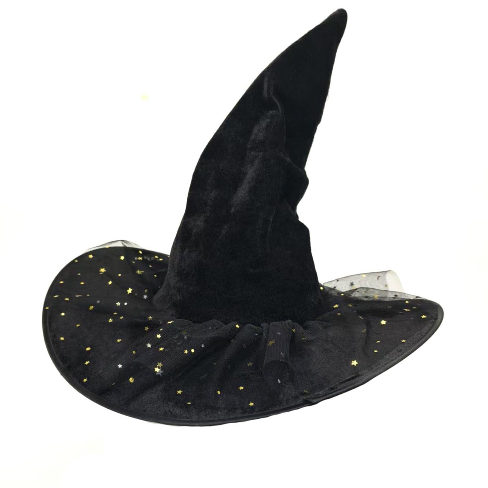 Buxuaaaa Large Black Witches Witch Hat for Women Star Lace Witch Caps Halloween Cosplay Costume Accessory for Women Girls Gifts Caps