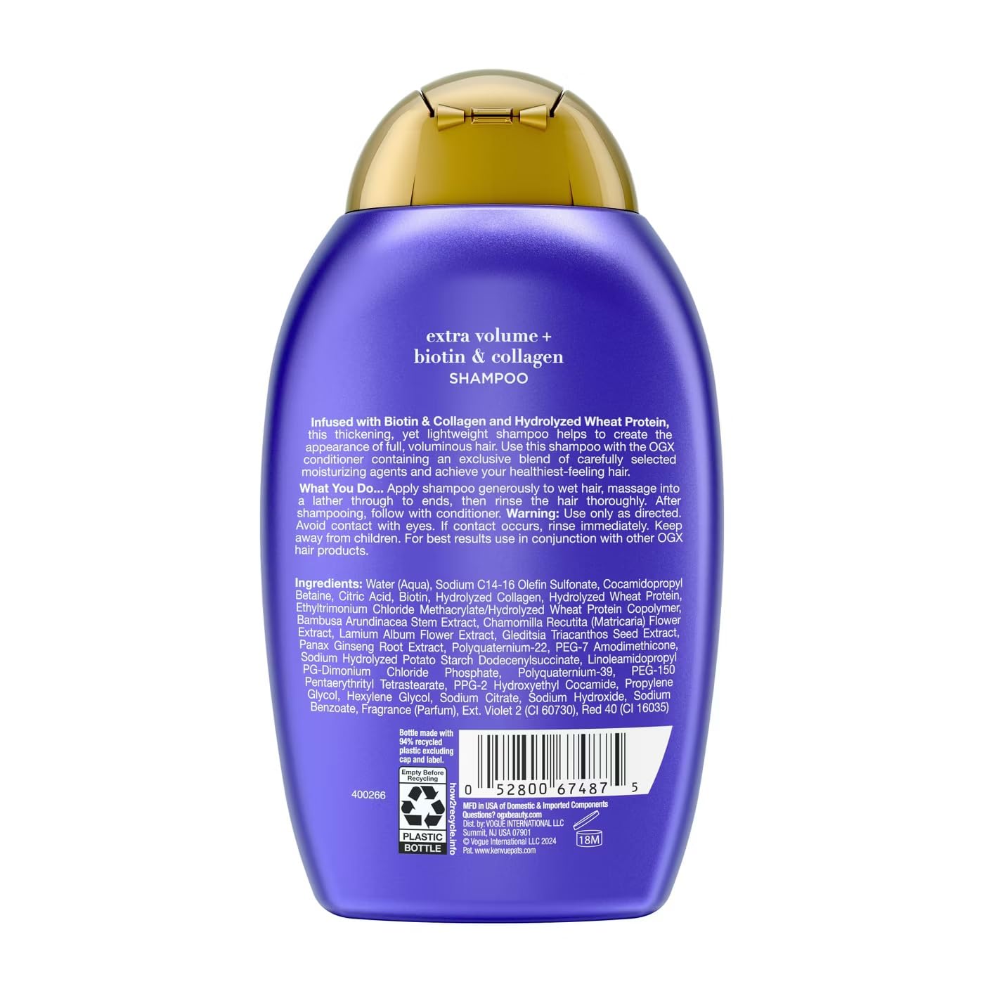 Ogx Shampoo Biotin & Collagen Extra Strength 13 Ounce (Pack of 3)