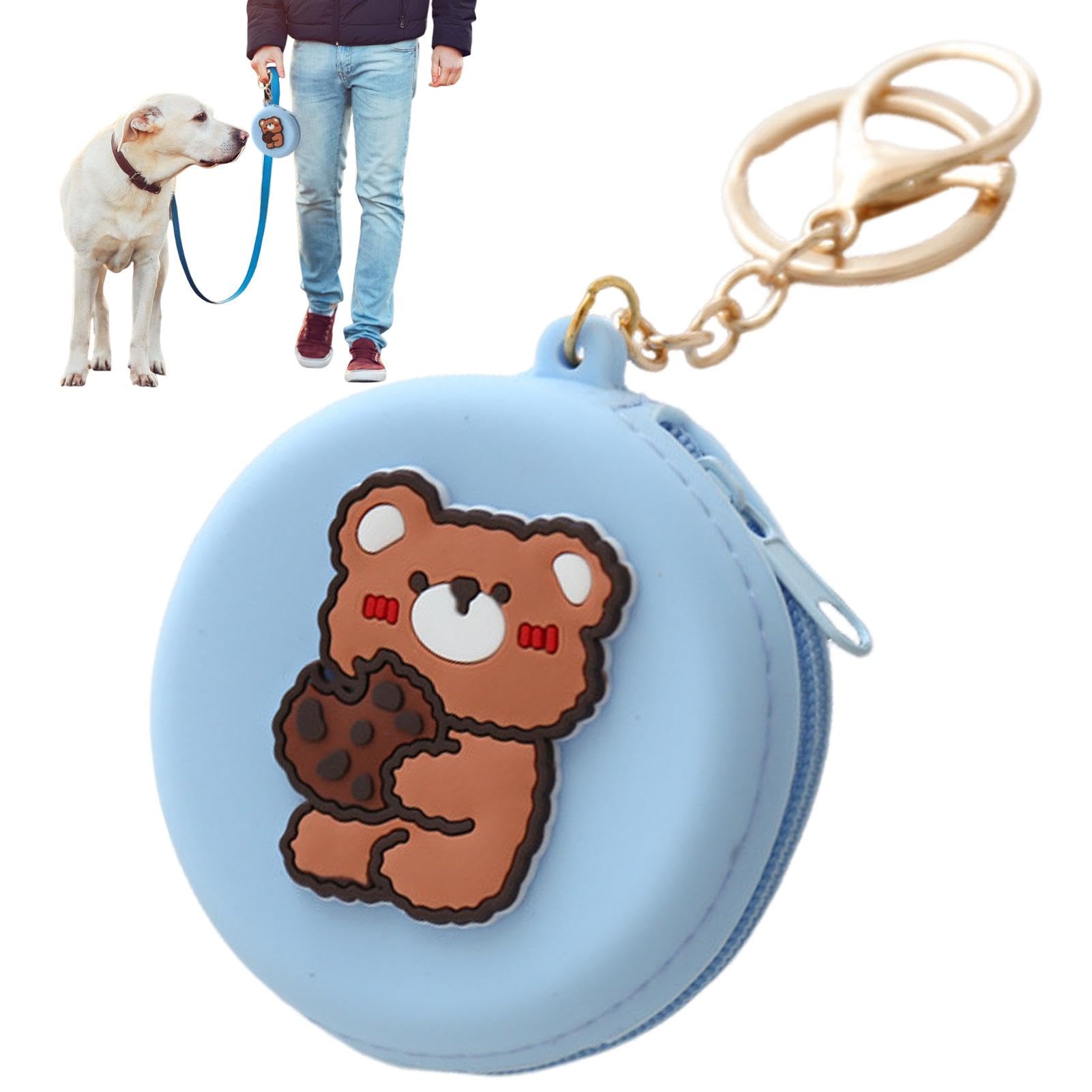 Custodia in Silicone per Cani - Porta Premietti per Cani Piccoli | Borsa per Snack per Cuccioli | Sacchetto Addestramento Cane Nero con Moschettone per Viaggio O Uso Esterno