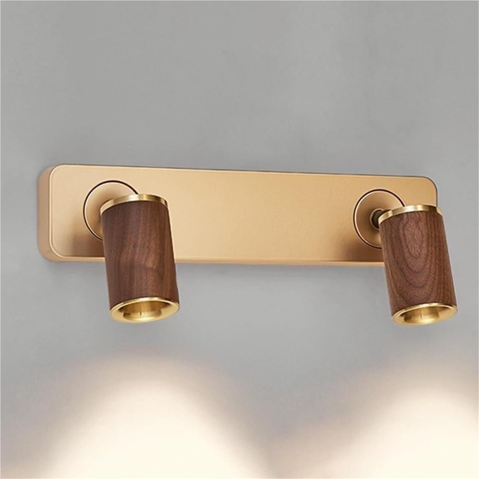 HPTHLY Retro Gold Metal Wall Sconce With Walnut Lampshade, Mid Century Adjustable Led Wall Lamp, Bedroom Reading Wall Light Fixture, Indoor Wall Lamps & Sconces For H(Natural-32Cm)