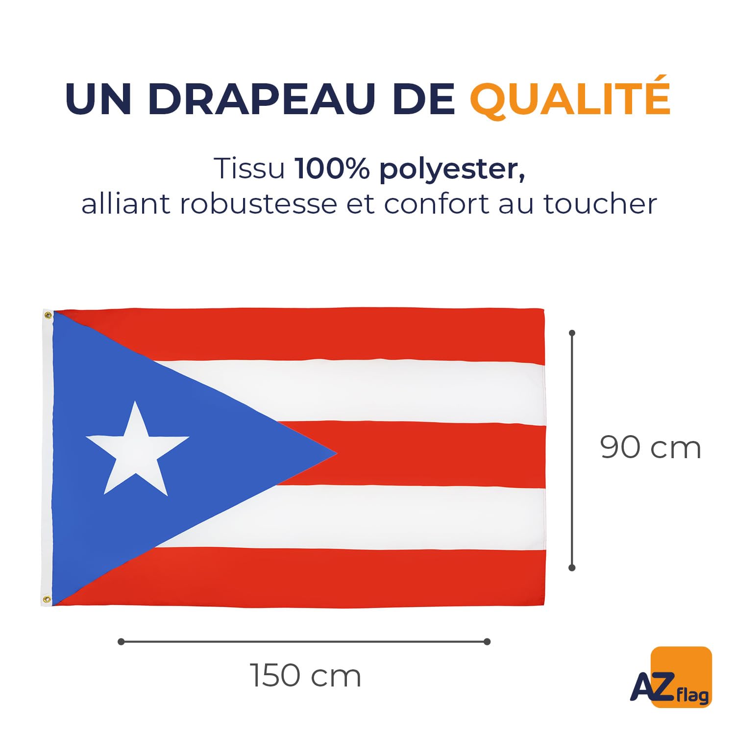 Le drapeau Porto Rico d'AZ FLAG, un symbole de fierté nationale disponible en 150x90 cm.