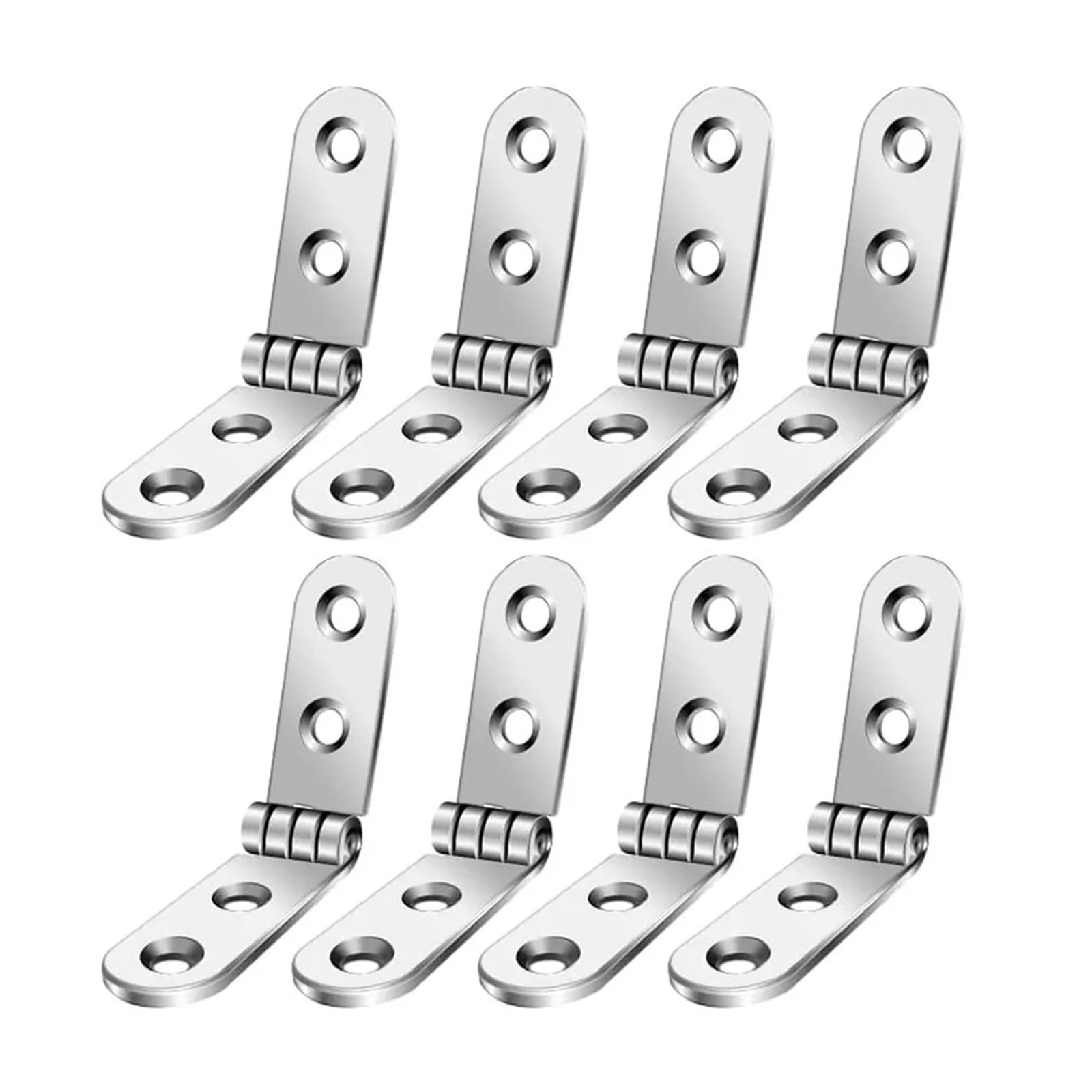 8Pcs 270 Degree Foldable Hinge Excluding Screws Furniture Hardware Accessories Flap Screw-On Hinges Silver Metal for Folding Furniture