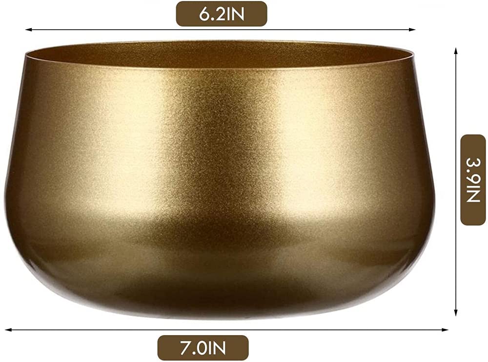 Metalowa donica na kwiaty do użytku wewnątrz i na zewnątrz, złoty wazon do dekoracji biurka, 10,5 x 18 cm (nie zawiera roślin)