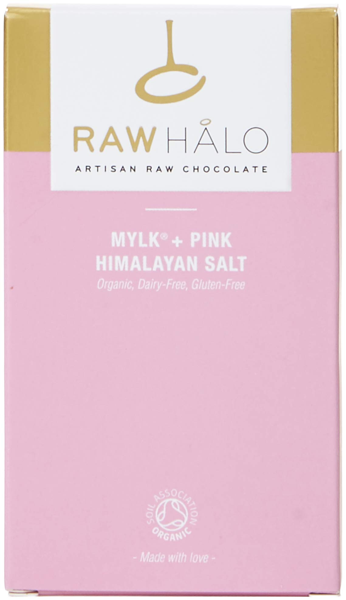 RAW HALO Organic Raw Chocolate Bar Mylk + Pink Himalayan Salt 35g (PACK OF 20)