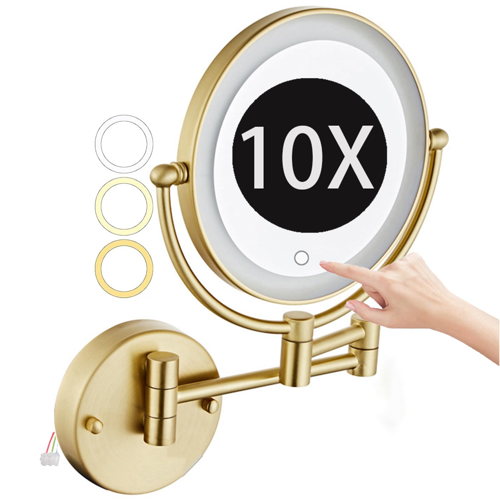 Miroir de maquillage mural grossissant contre les ombres LED