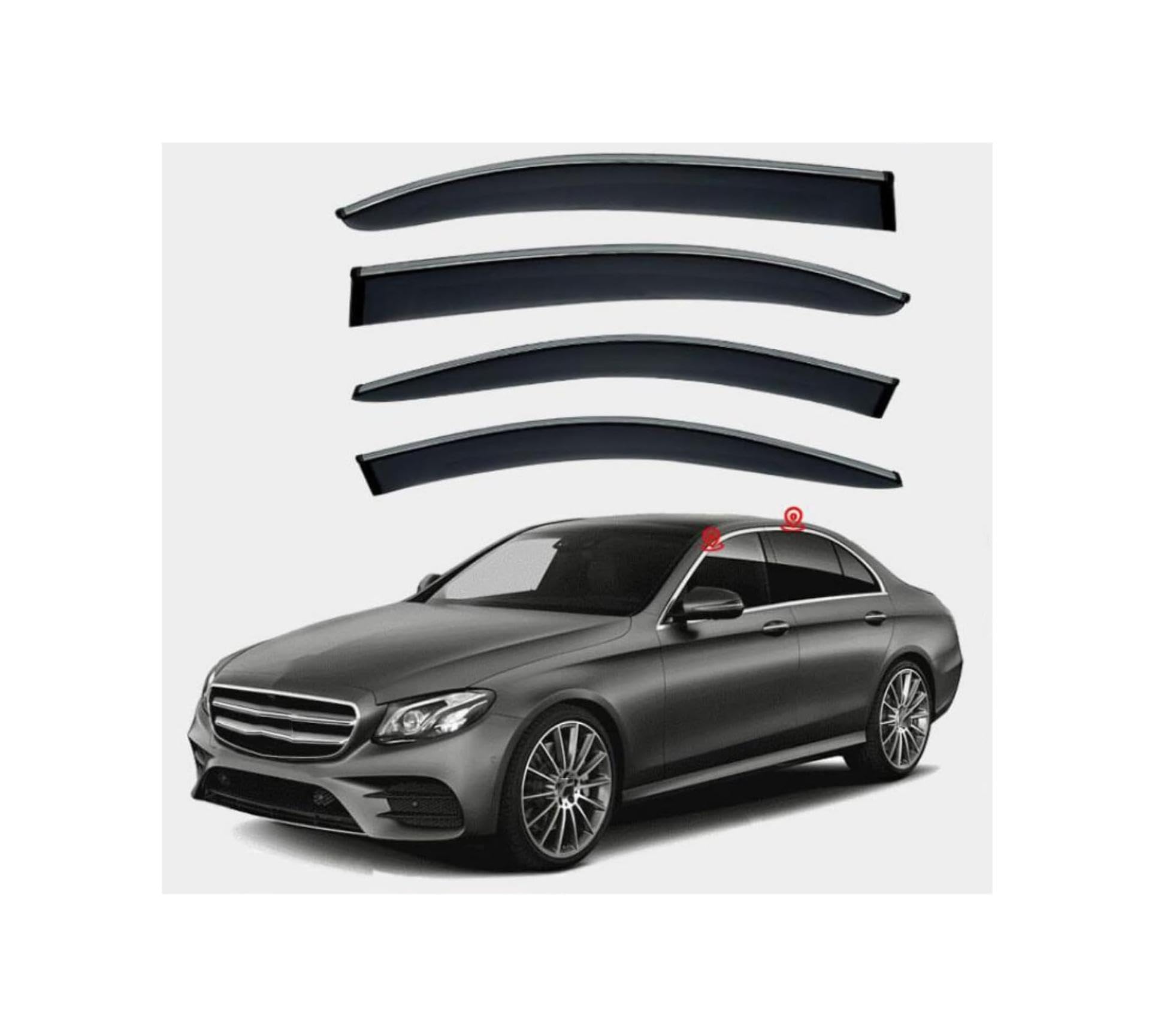 QILING Deflektory szyb bocznych do samochodu Mercedes-Benz Klasy E MK5-W213 2017-2023 Osłony przeciwdeszczowe Osłony okienne Osłona przeciwdeszczowa Owiewki szyb bocznych Markiza na przednią szybę