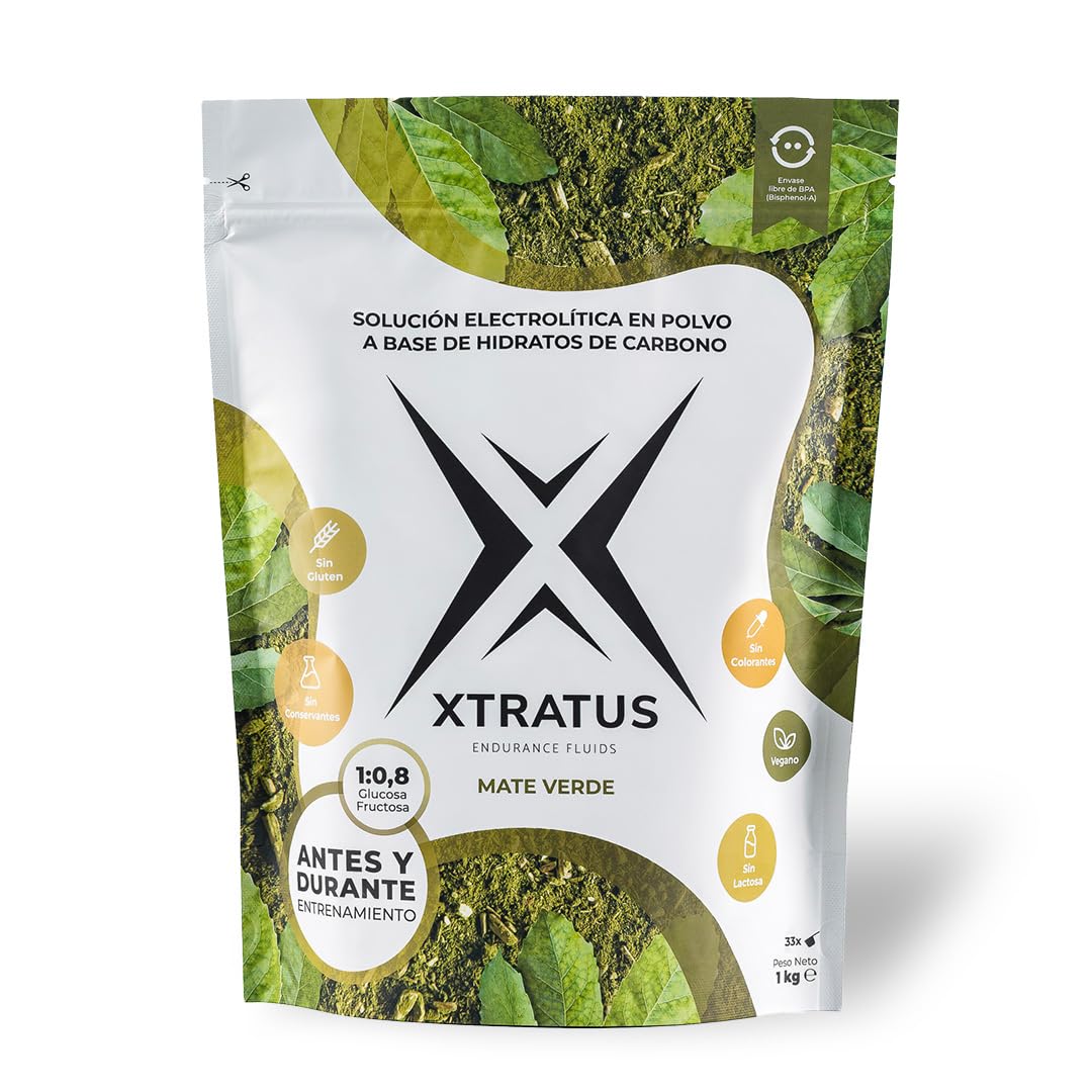 Bebida Deportiva En Polvo Con Cafeina Natural De Mate Verde Con Carbohidratos Mezcla 1-0'8 Y Electrolitos Para Hidratacion Y Rendimiento Deportivo 1Kg XTRATUS
