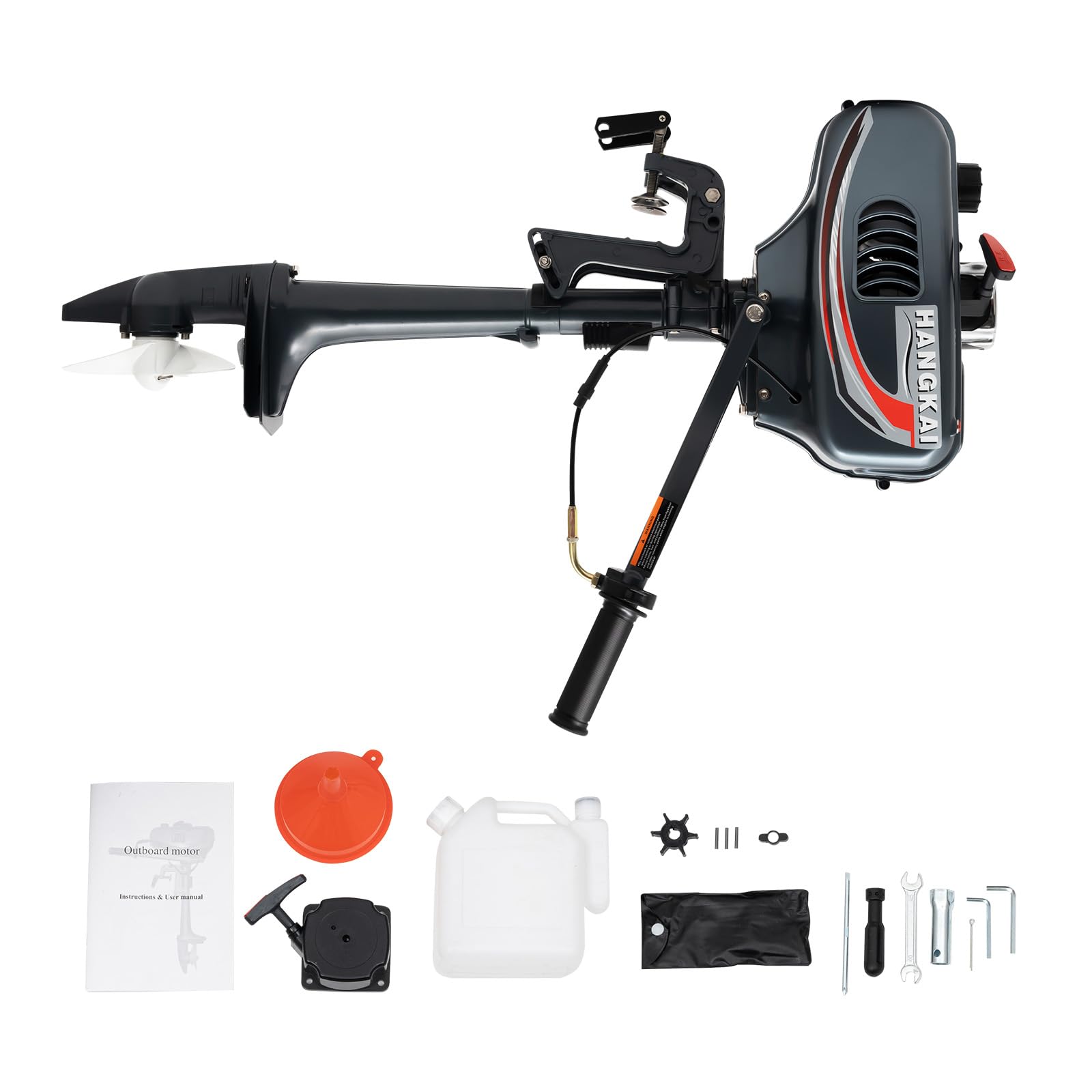 Motor fueraborda, motor inflable de 2 tiempos, 3,5 CV, motor de barco pesado, 2,5 kW, 5000 rpm, refrigerado por media sangre/refrigerado por agua, motores de gasolina para barcos, CDI, adecuado para