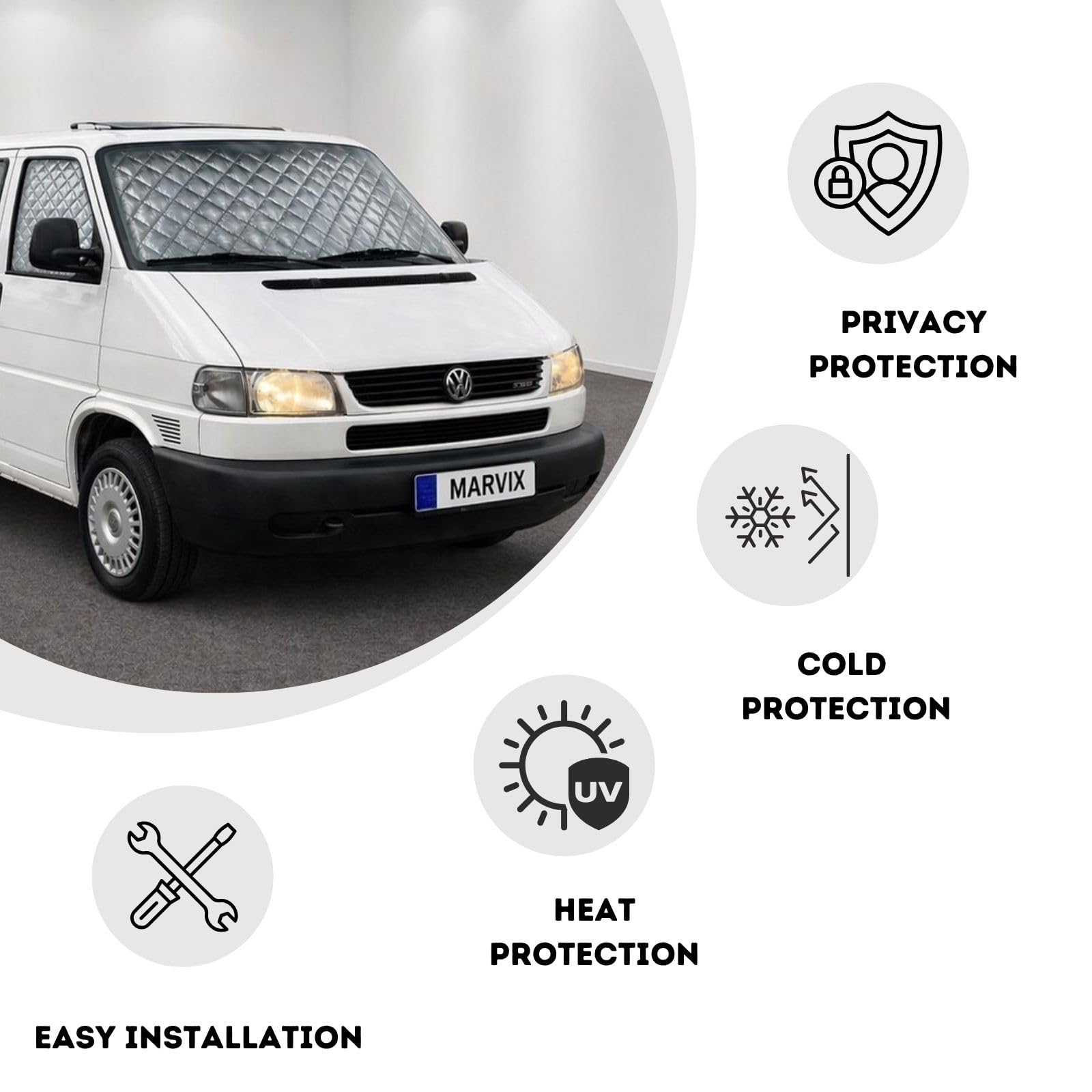 Marvix Tenda termica per cabina interna, 9 strati, copertura termica per camper VW T4