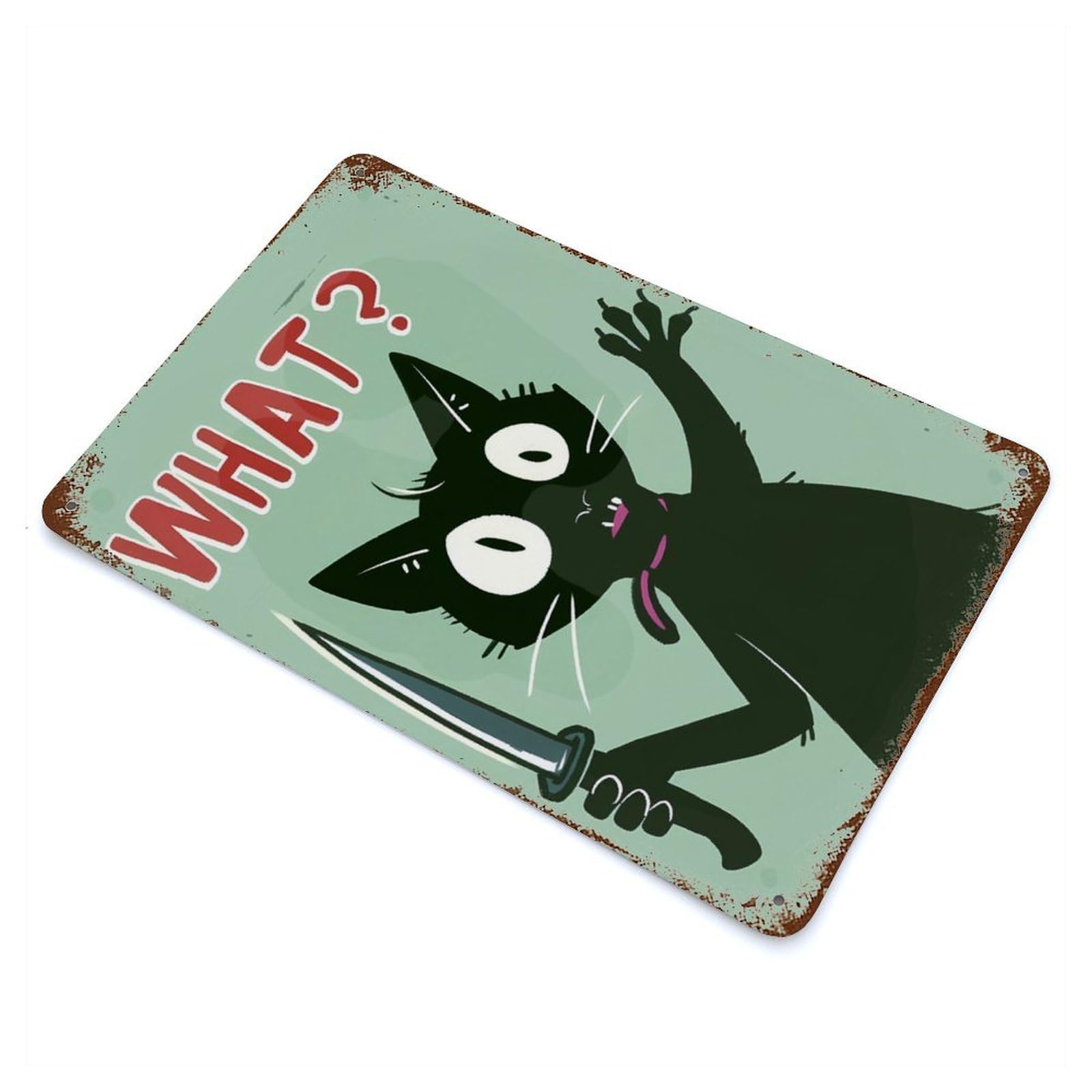 Crazy Cat Decorative Tin Sign 11.8"x7.9", for Farmhouse, Kitchen And Entryway Decor, Shabby Chic Decor