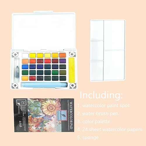 Miniatura 8 de Juego de pintura de acuarela, juego de pintura de viaje de colores vivos, juego de pintura a presión, tamaño compacto, kit de acuarela con