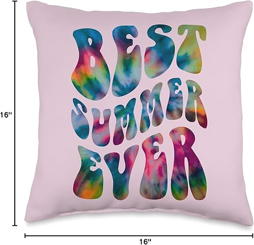 Miniatura 4 de 2023 Beach Vacation Rainbow Autographs Retro Best Summer Ever Camp Counselor Director Cruise Vacay - Almohada de 16 x 16 pulgadas, multicolor
