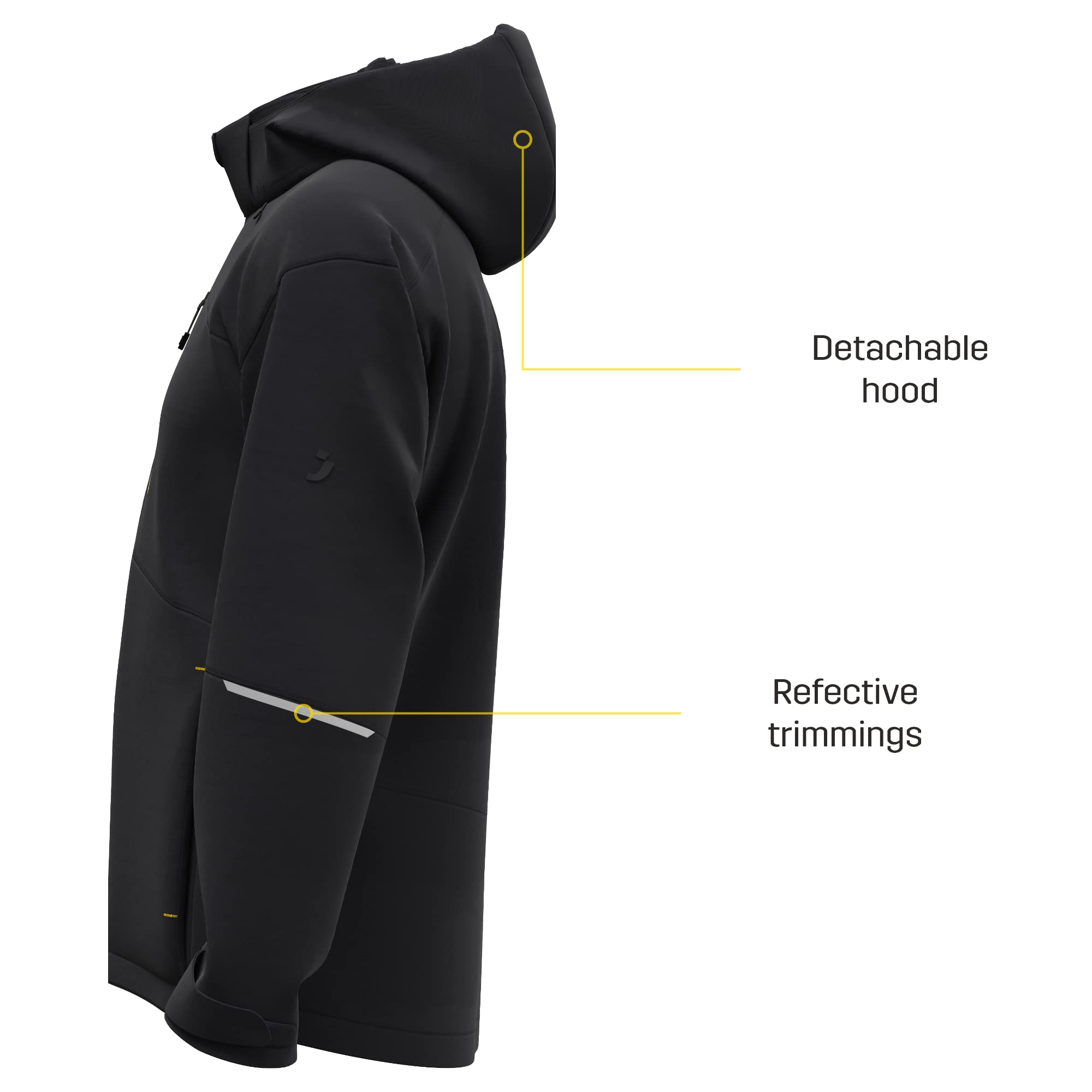 SAFETY JOGGER Kasai wodoodporna kurtka softshell dla mężczyzn - oddychająca kurtka robocza z praktycznymi kieszeniami, odblaskowe detale i odpinany kaptur, kurtka outdoorowa