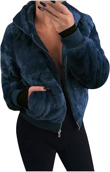 black fuzzy hooded jacket