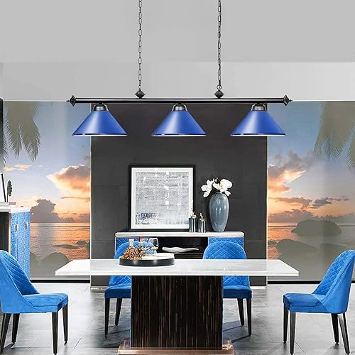 Miniatura 5 de Wellmet Luz de mesa de billar para mesa de juegos de 7/8/9 pies, 3 luces vintage moderna iluminación de isla de cocina para cueva de hombre, cocina