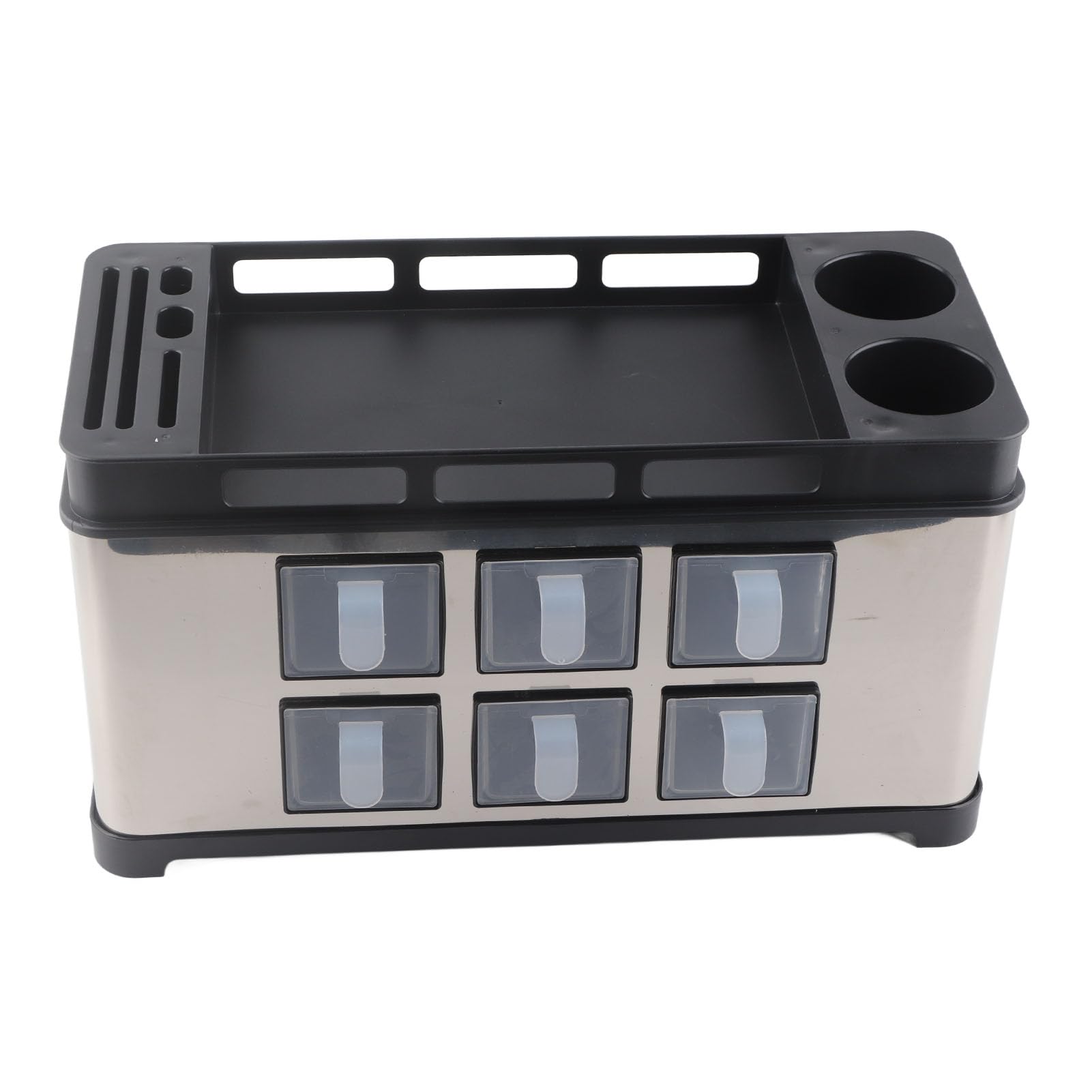 Jiawu Organizador de Encimera de Cocina con Bandeja de Drenaje Transpirable, Caja de Almacenamiento de Botellas de Acero Inoxidable PP, Soporte Multifuncional para Especias para Condimentos,