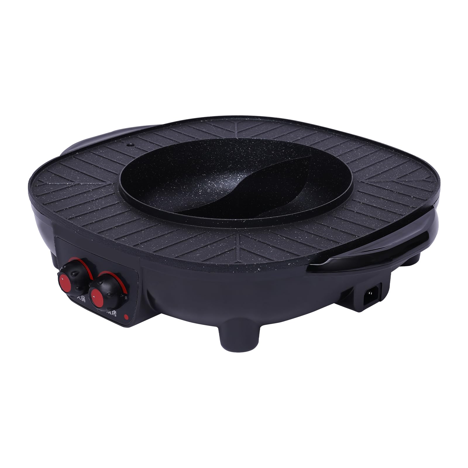 2100 W Hot Pot elektryczna patelnia grillowa 2 w 1, hotpot i grill, wielofunkcyjny, elektryczny hotpot, bezdymny, dzielony garnek do grillowania w stylu shabu dla 5-6 osób, 49 x 42 x 12 cm