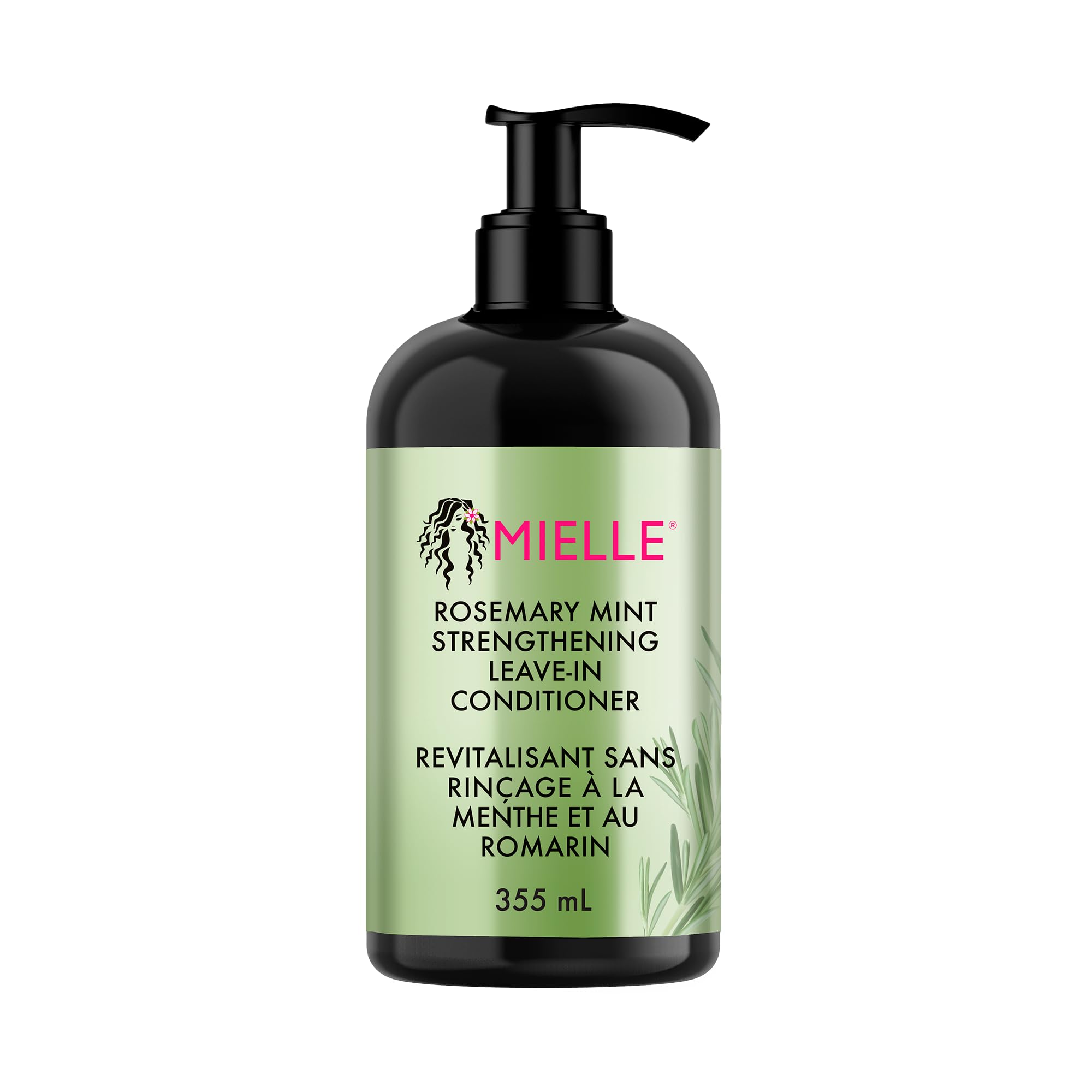Mielle Rosemary Mint Strengthening Leave In Conditioner for Curly Hair - Hydrating Hair Moisturiser Infused with Biotin to Soften, Protect & Boost Shine, 355 ml (Pack of 1)
