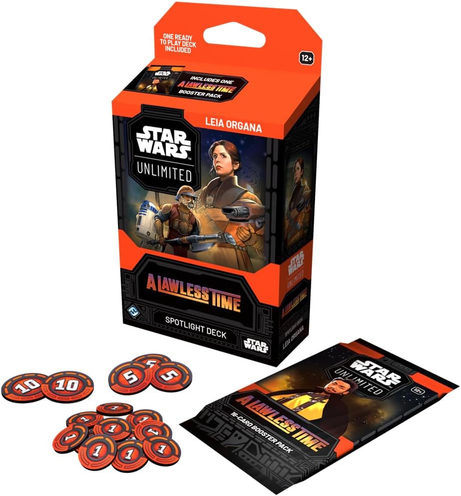 Asmodee Star Wars: Unlimited TCG A Lawless Time Spotlight Deck Display - Includes 3 Leia Organa & 3 Jabba The Hutt Ready-to-Play 50-Card Decks + Booster Packs, Ages 12+, 2+ Players, 20 Min Playtime
