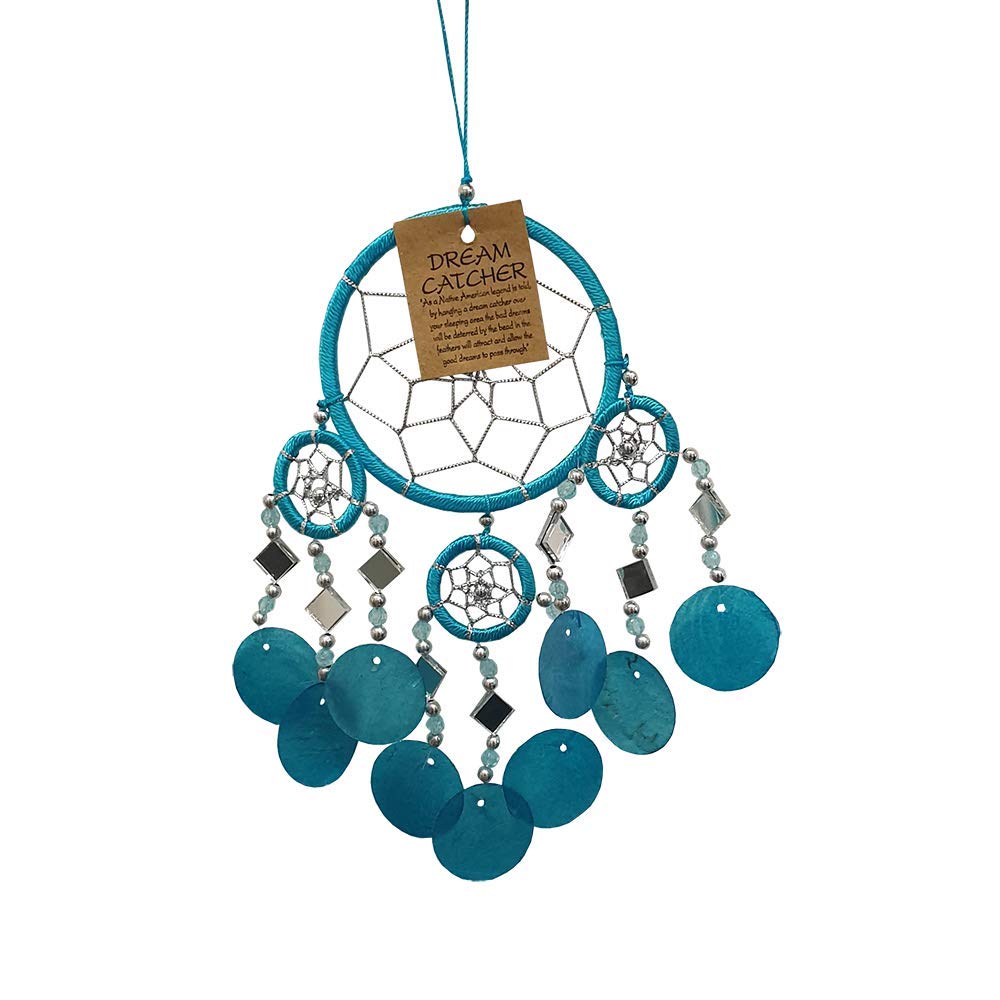 VIE Naturals Capiz Dream Catcher, No Feathers, 9cm, Turquoise,UK-VN0485-CAPIZ-DREAMCAT-9CM-TURQ