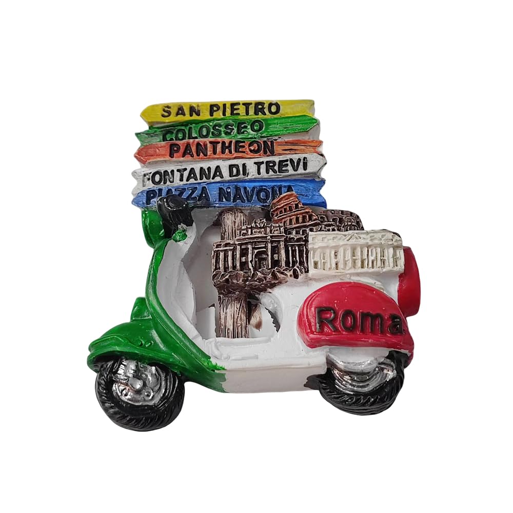 Magnete Frigorifero Con Moto Italiana – Souvenir 3D Dipinto A Mano, Resina, 8,2 X 6,5 Cm