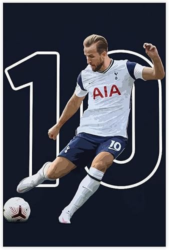 Póster de jugador de fútbol impreso para paredes, pósteres de fútbol, lienzo para decoración del hogar, estilo sin marco, 12 x 18 pulgadas (11.8 x