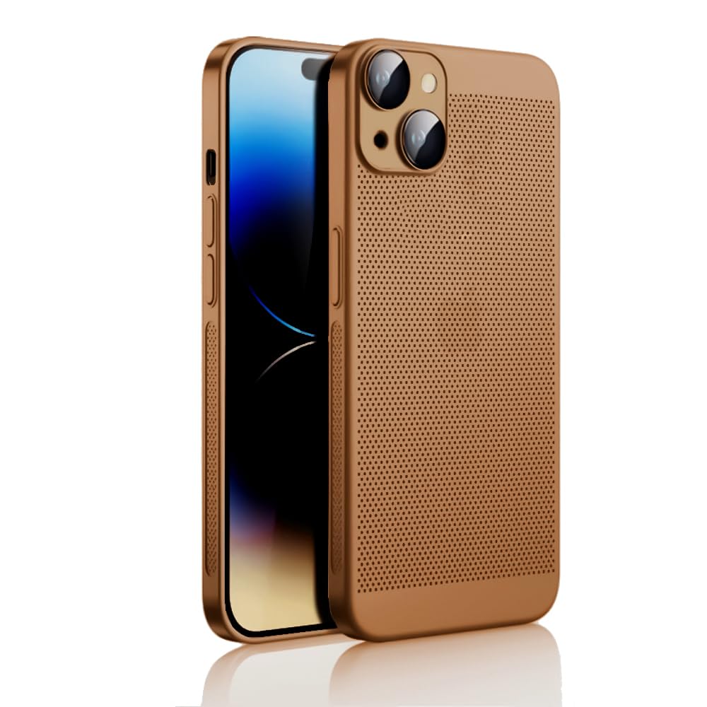 Dl3 Mobilak Case For iPhone 13 6.1-Inch Heat Dissipation Case with Built-in Camera Lens Protector Slim Fit Breathable Cooling Anti-Fingerprint Hard PC Back Shockproof Cover